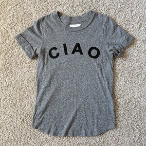 Sol Angeles Anthropologie Ciao Graphic Tee Heather Gray Size XS